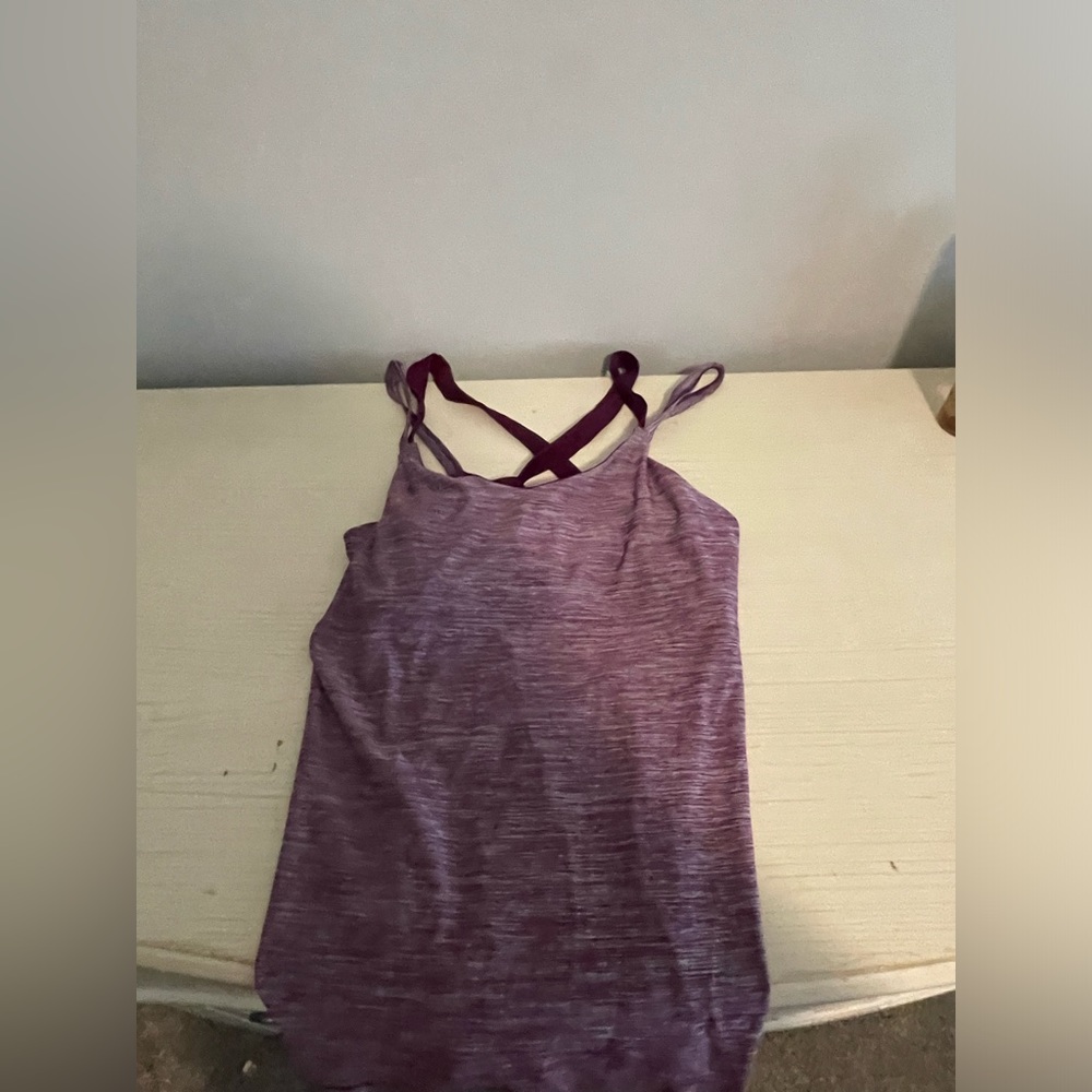 DRI MORE- S women’s dark purple criss cross tank w/built in bra.